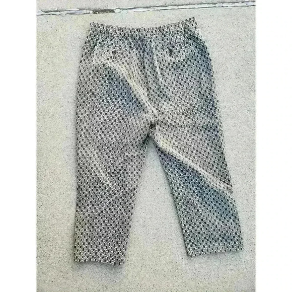 Lands End Womens Size 16 Khaki With Brown‎ Diamond Cropped capris Pants chino - Picture 3 of 6